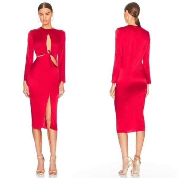 Mother of All Rose Midi Dress in Red Size L - Picture 1 of 15